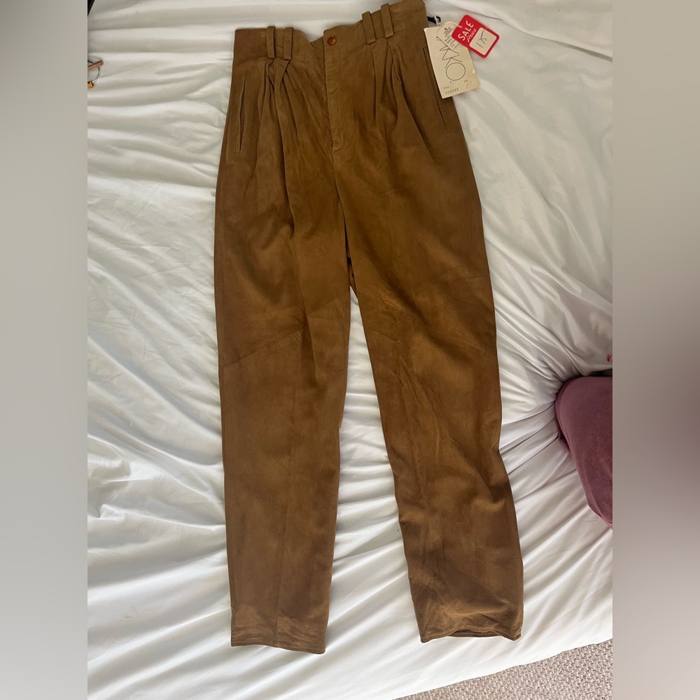 Vakko Tan suede women’s Chinos for fully lined size 10 high waisted pleated